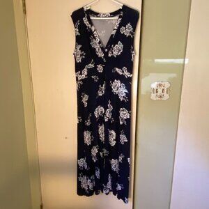 Croft & Barrow Sleeveless Surplice Dress Blue Floral Print